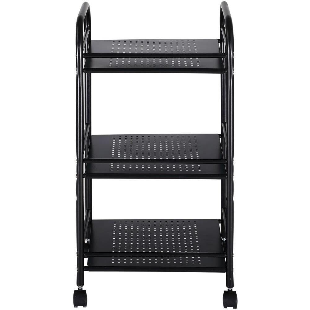 Carrello Estetista 3 Ripiani In Metallo Nero 4 Ruote Arredo Bagno Salvaspazio - Foto 3