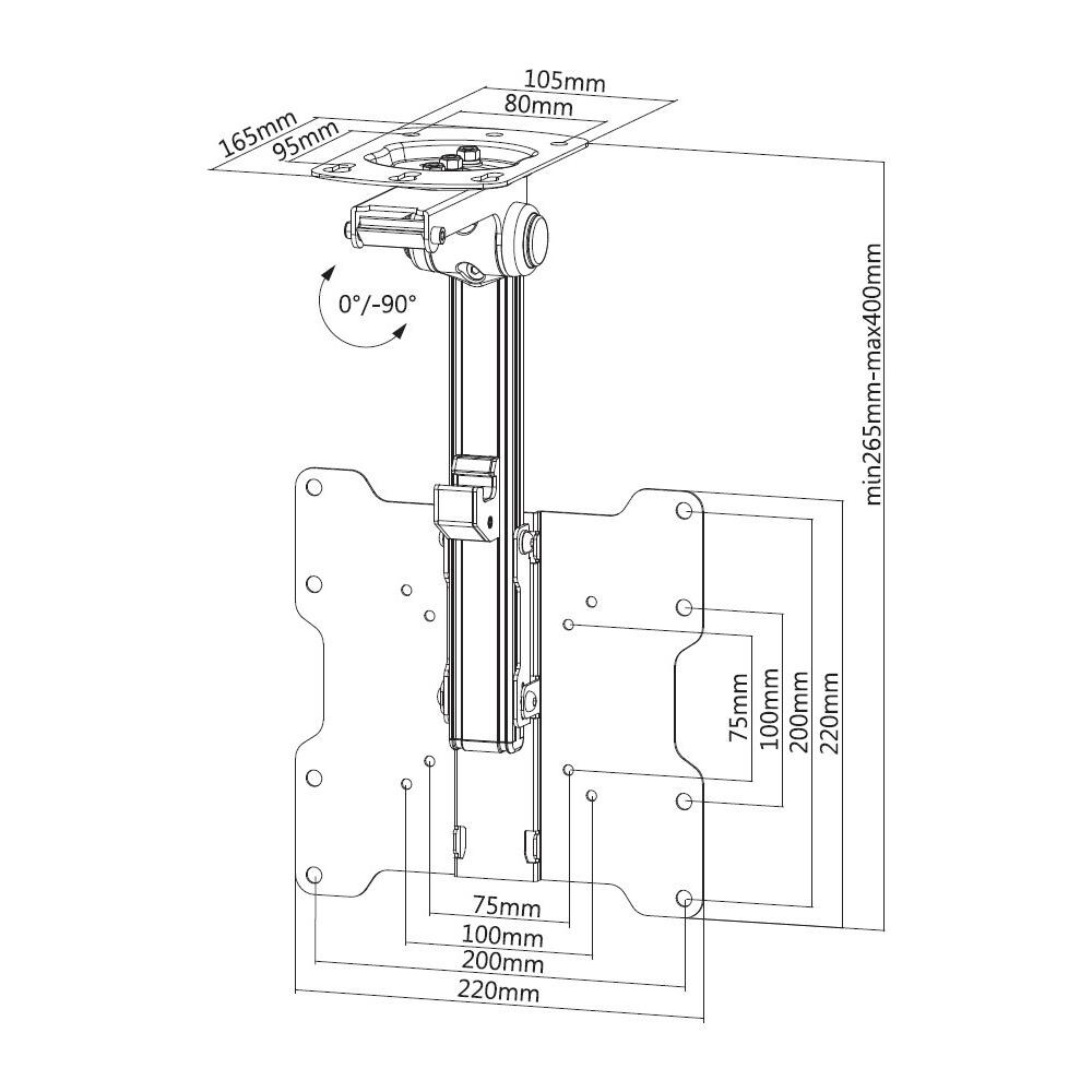Staffa TV da Soffitto Dritto e Inclinato per TV LED /LCD 17"-37" Nero - Foto 2