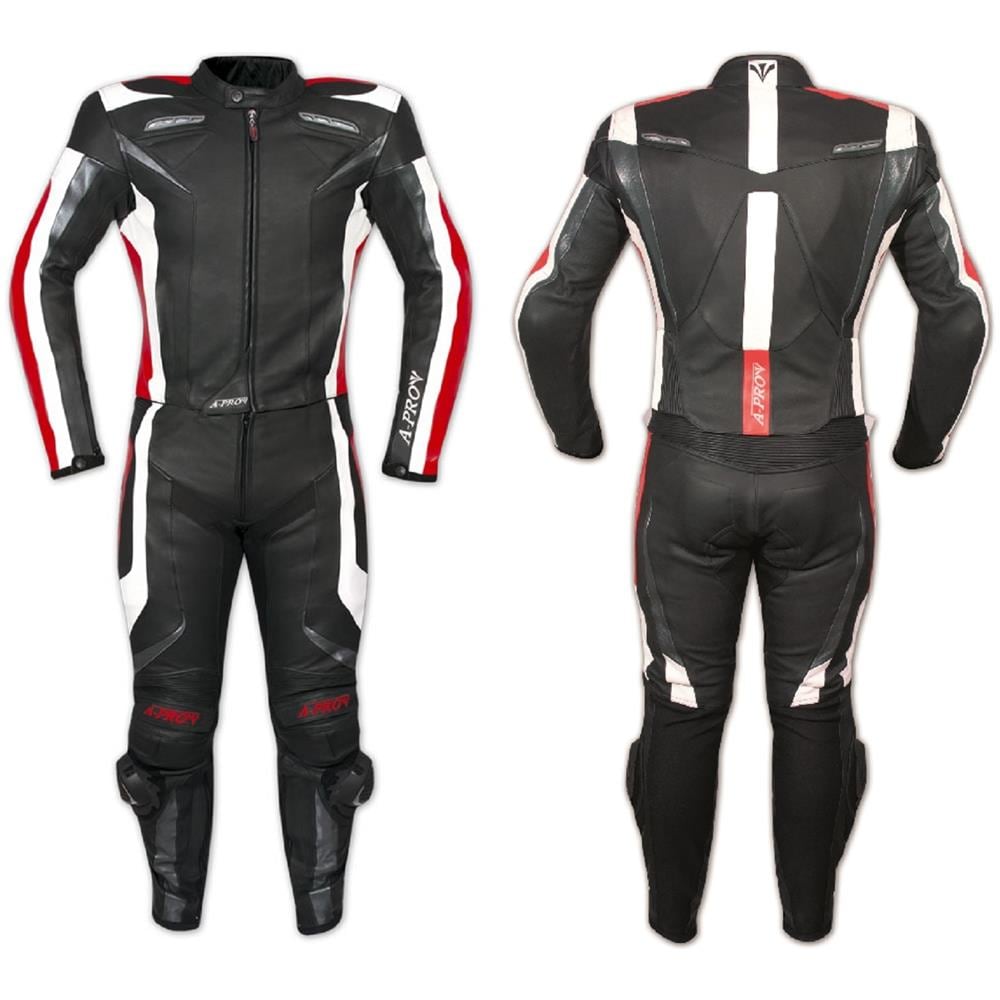 Tuta Pelle Moto Racing Pista Sport 2 Pezzi Divisibile Prese Aria Rosso 48 - Foto 1