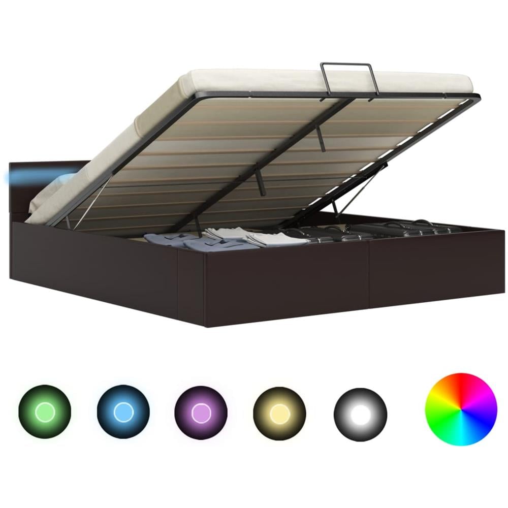 Giroletto Contenitore Idraulico LED Grigio Similpelle 160x200cm - Foto 1