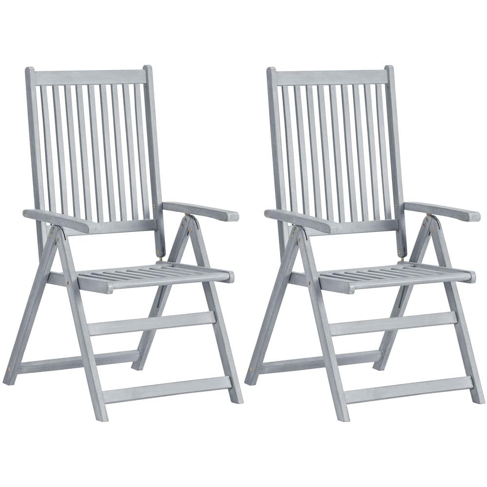 Sedie Da Giardino Pieghevoli 2 Pz Grigio In Massello D'acacia - Foto 1