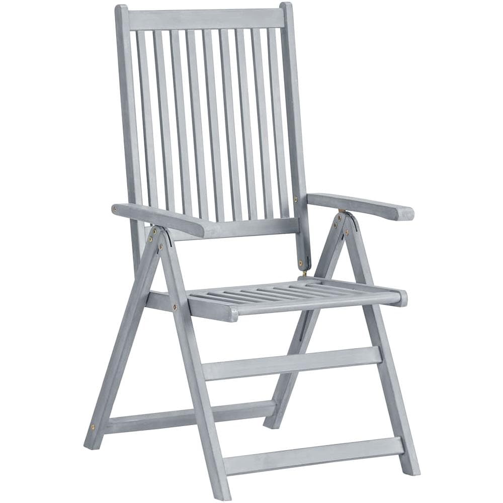 Sedie Da Giardino Pieghevoli 2 Pz Grigio In Massello D'acacia - Foto 2