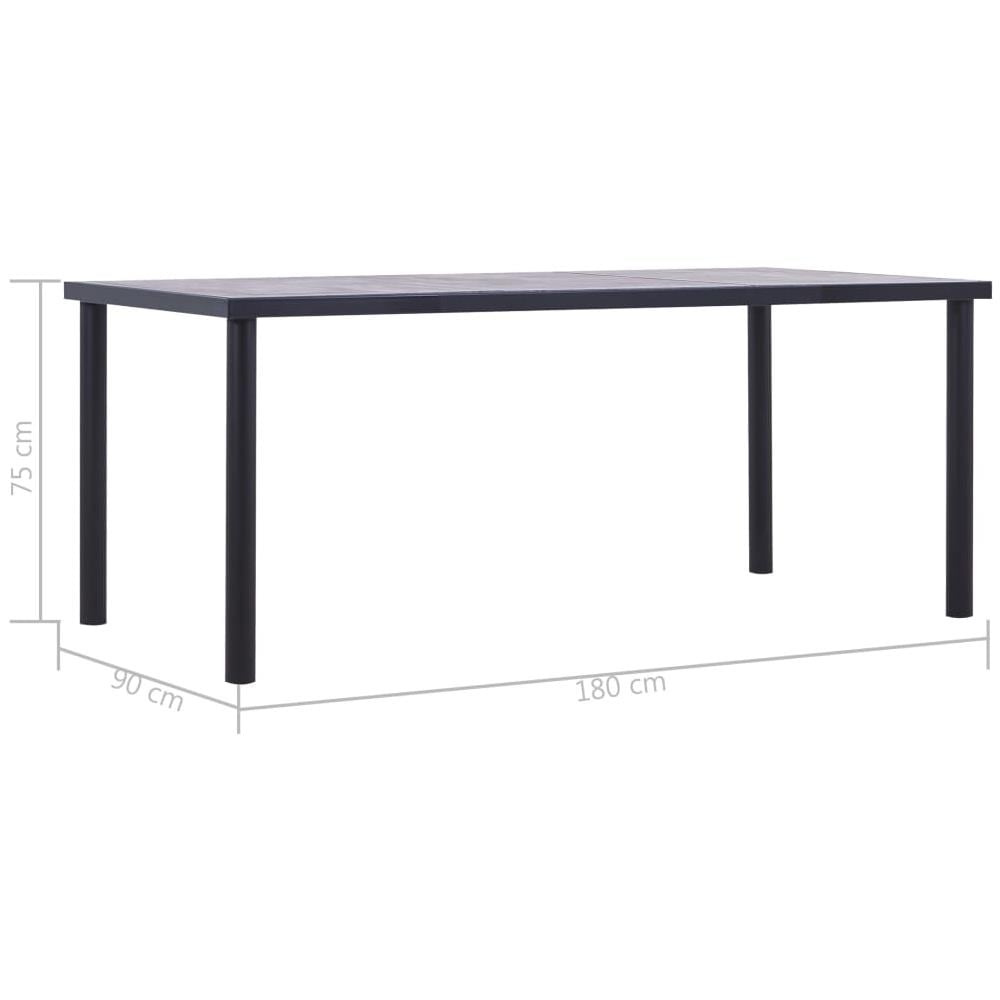 Tavolo Da Pranzo Nero E Grigio Cemento 180x90x75 Cm In Mdf - Foto 5