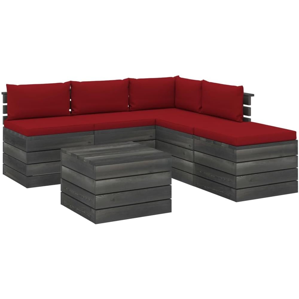 Set Salotto Da Giardino 6 Pezzi In Legno Di Abete - Divano Su Pallet Con Tavolo E Pouf Per Esterno - Foto 4