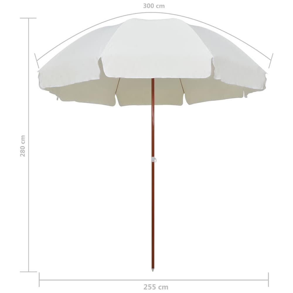 Ombrellone Con Palo In Acciaio 300 Cm Sabbia - Foto 5