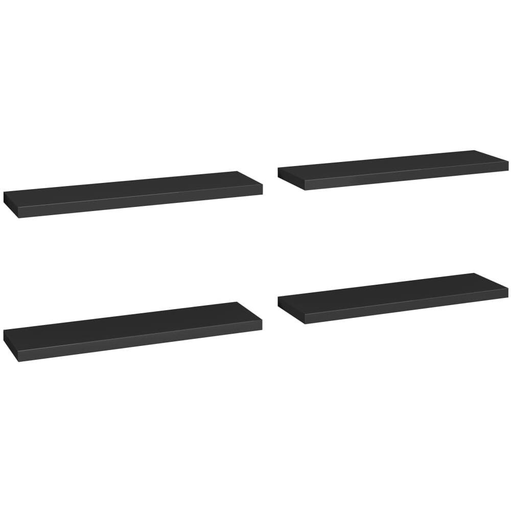Scaffali A Parete 4 Pz Neri 90x23,5x3,8 Cm In Mdf - Foto 2