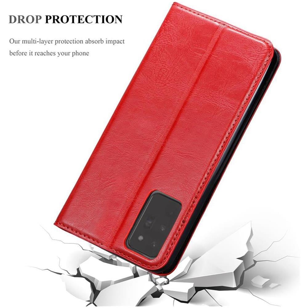 Custodia Compatibile Con Samsung Galaxy Note 20 Plus In Rosso Mela - Coperchio Protettiva Con Chiusura Magnetica, Funzione Stand E Tasca Per Le Carte - Foto 8