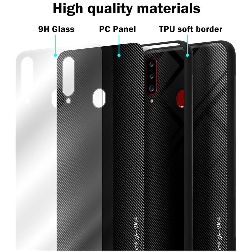 Custodia Compatibile Con Samsung Galaxy A20s - Ottica A Strisce In Opale Nero - Coperchio Protettivo In Vetro Temperato E Silicone Tpu - Foto 7