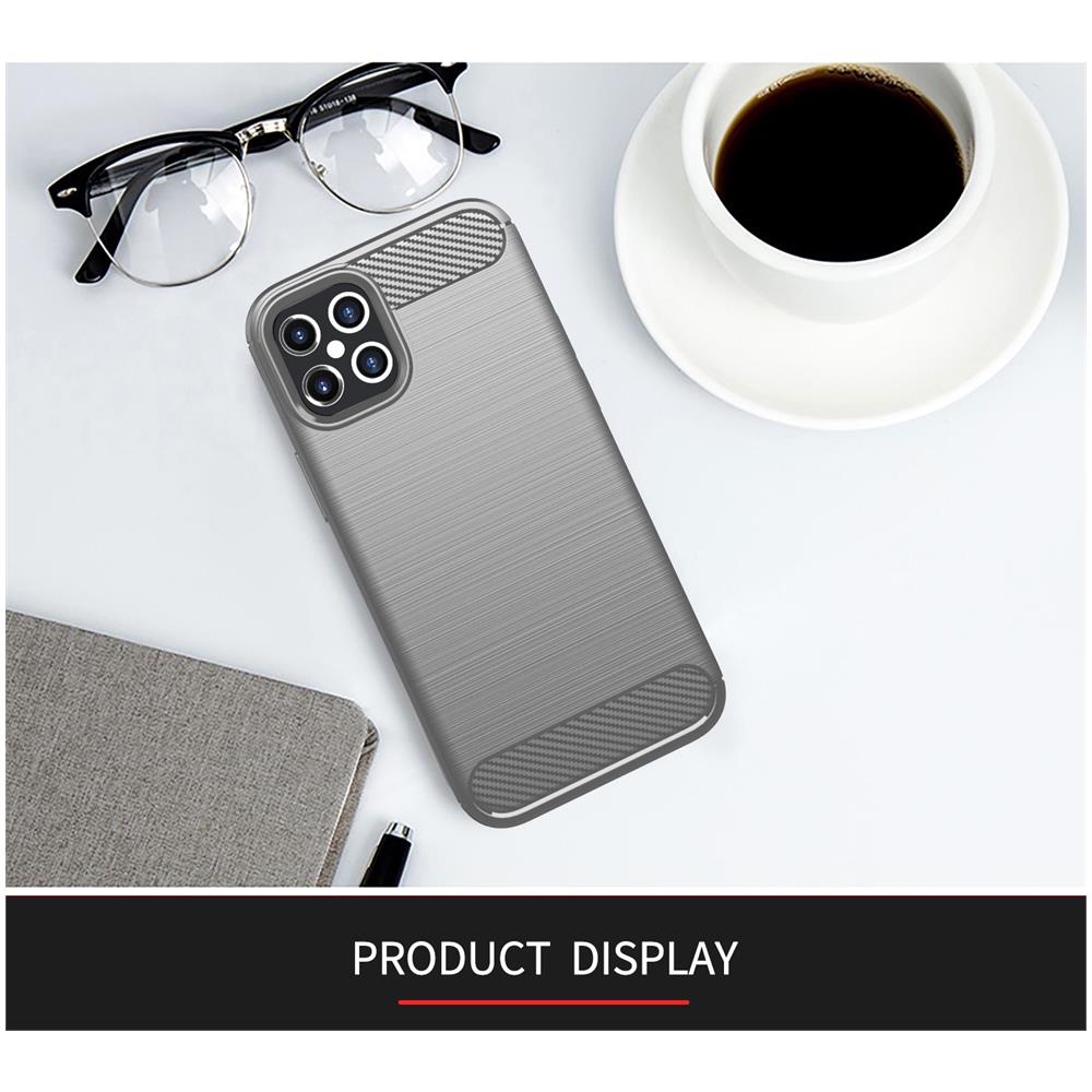 Custodia Compatibile Con Apple Iphone 12 / Iphone 12 Pro In Brusched Grigio - Coperchio Protettivo In Silicone Tpu Flessibile In Look Acciaio Inossidabile-fibra Di Carbonio - Foto 7