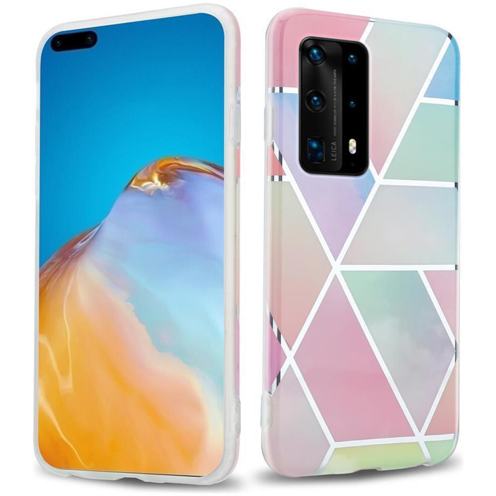 Custodia Compatibile Con Huawei P40 In Marmo Arcobaleno No. 11 - Coperchio Protettivo In Silicone Tpu Con Motivo A Mosaico - Foto 1