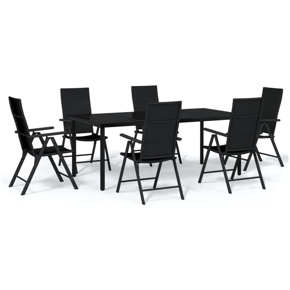 Set Mobili Da Pranzo Per Giardino 7 Pz Nero - Foto 2