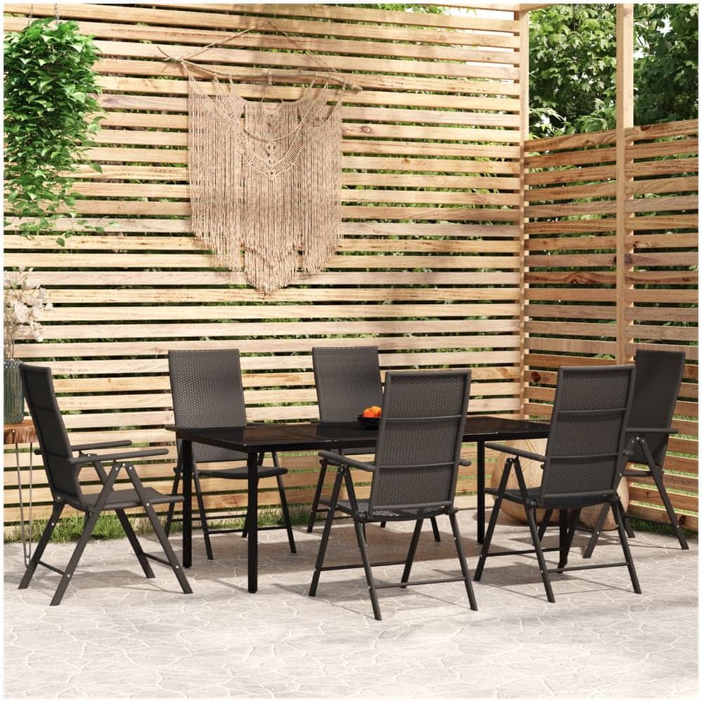 Set Mobili Da Pranzo Per Giardino 7 Pz Nero - Foto 1