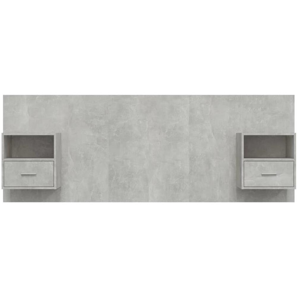 Testiera Letto Con Comodini In Legno Multistrato Grigio Cemento - Foto 3