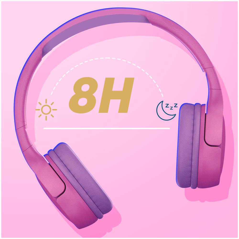 Cuffie Bluetooth 5.1 Per Bambini Autonomia 8 Ore Pieghevoli Akashi Rosa / Viola - Foto 6