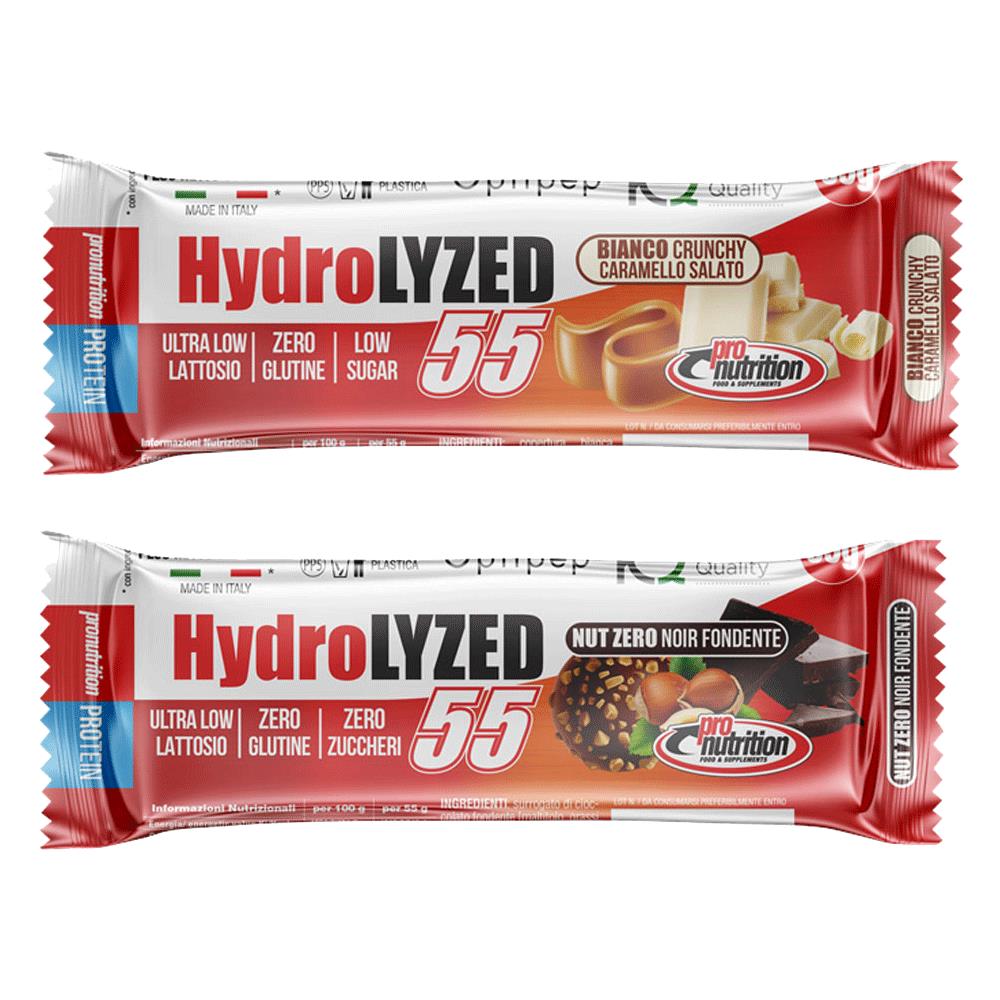 Hydrolyzed Bar 55 [24 Barrette Da 55 G] Gusto Caramello Salato Bianco Crunchy - Barrette Proteiche Zero Zuccheri, Zero Glutine, Ultra Low Lattosio - Foto 1