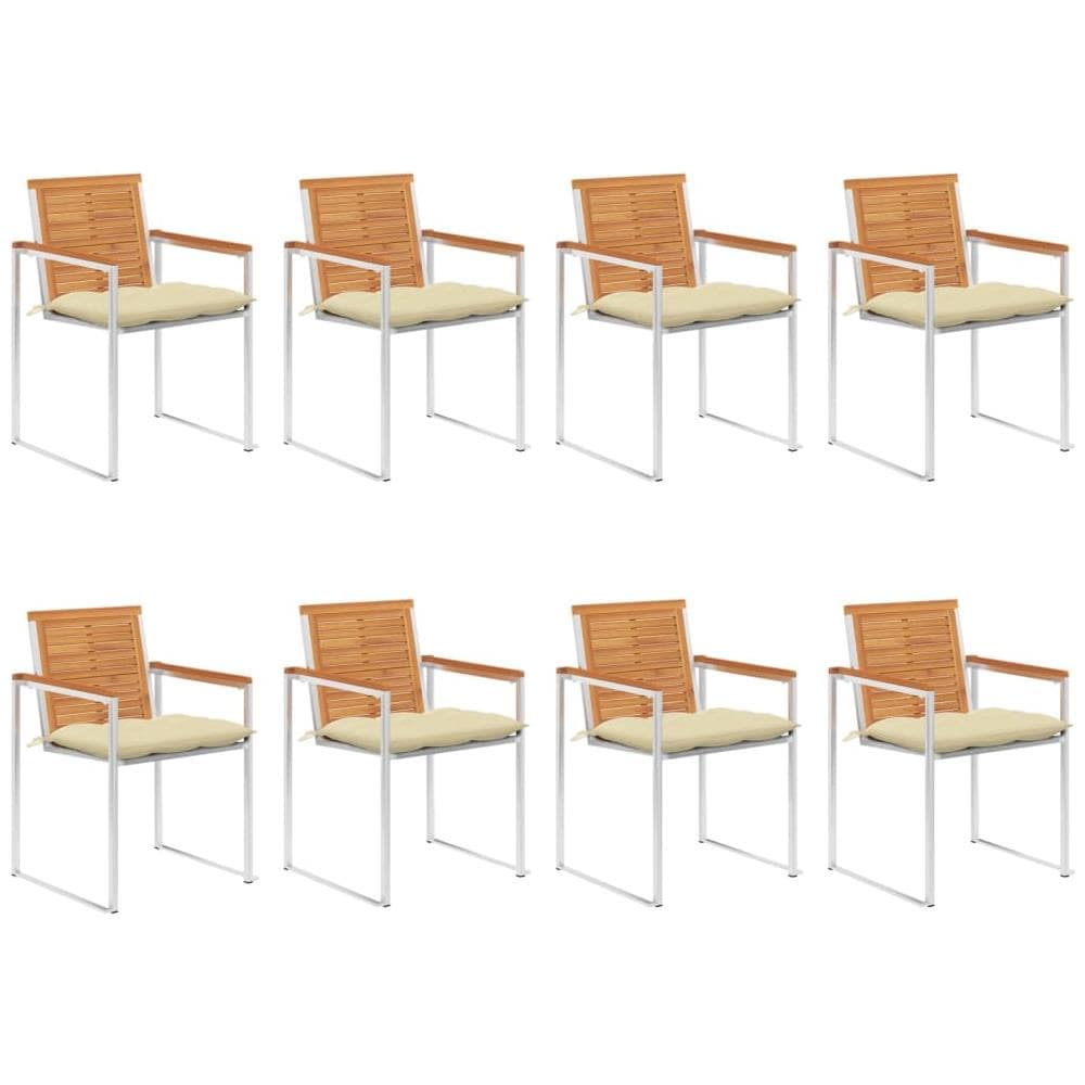 Sedie Da Giardino Con Cuscini 8 Pz In Legno Massello Di Acacia - Foto 1