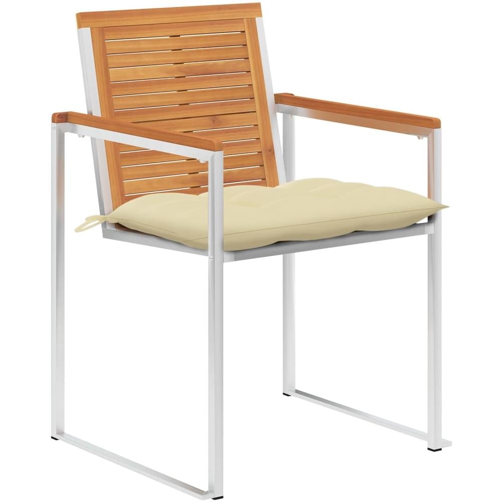 Sedie Da Giardino Con Cuscini 8 Pz In Legno Massello Di Acacia - Foto 2