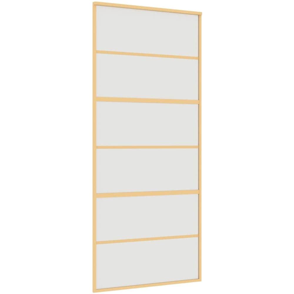 Porta Scorrevole Dorata 90x205 Vetro Smerigliato Esg Alluminio - Foto 2