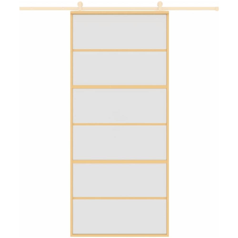 Porta Scorrevole Dorata 90x205 Vetro Smerigliato Esg Alluminio - Foto 3