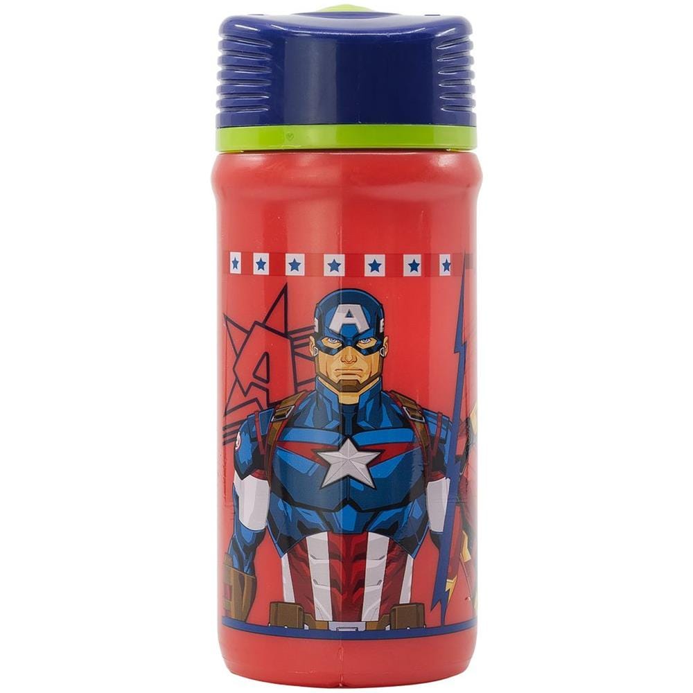 Borraccia Rossa E Blu In Plastica Per Bambini Avengers Hulk Iron Man 390 Ml Con Chiusra Antigoccia - Foto 2