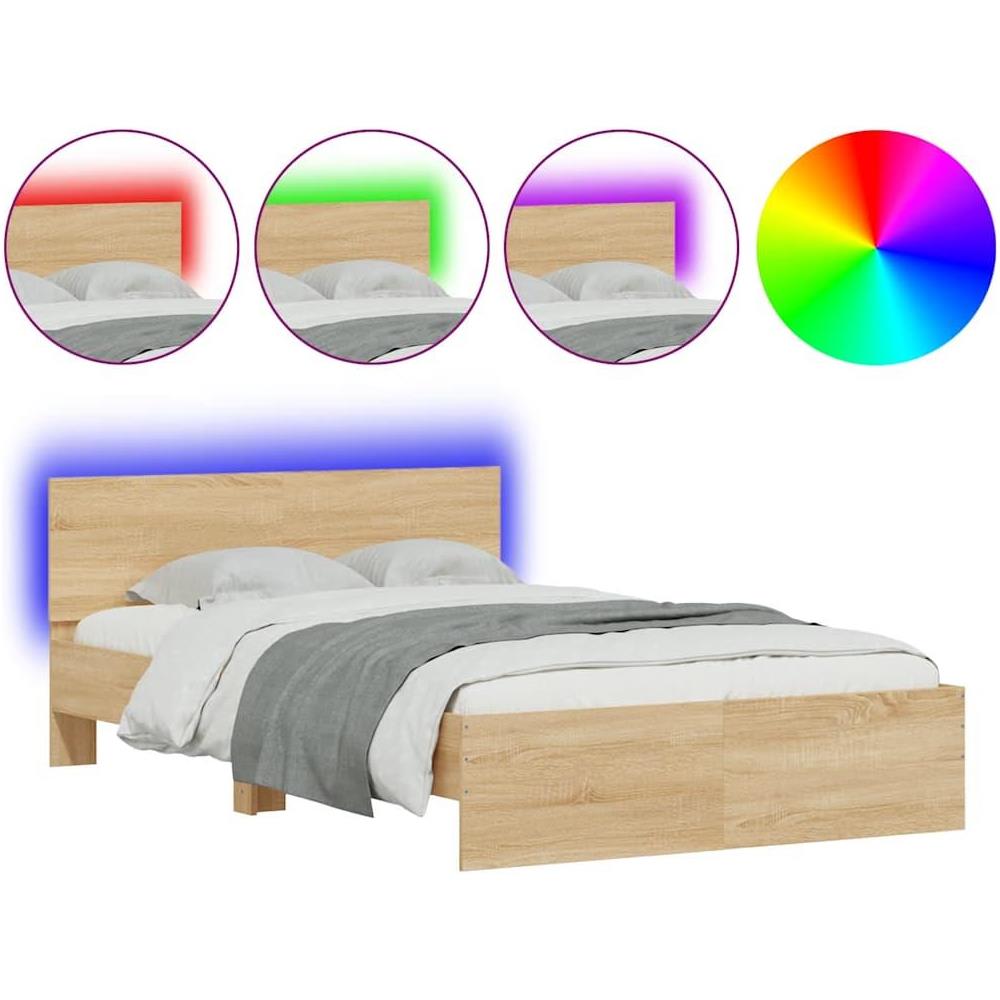 Giroletto con Testiera e LED Rovere Sonoma 140x200 cm - Foto 1