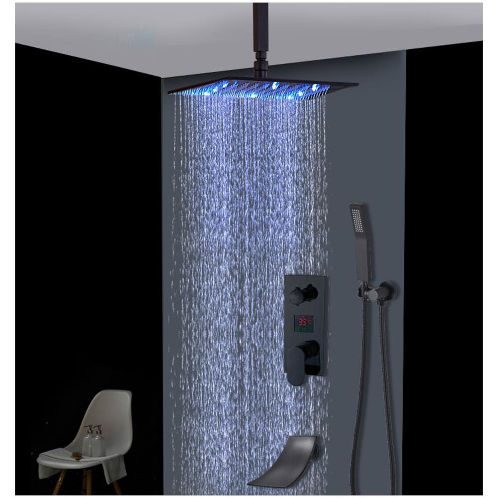 Set miscelatore doccia, Blackswan, tipo M3.14 SMART /LED, modello nero opaco, misura 20 cm - Foto 2