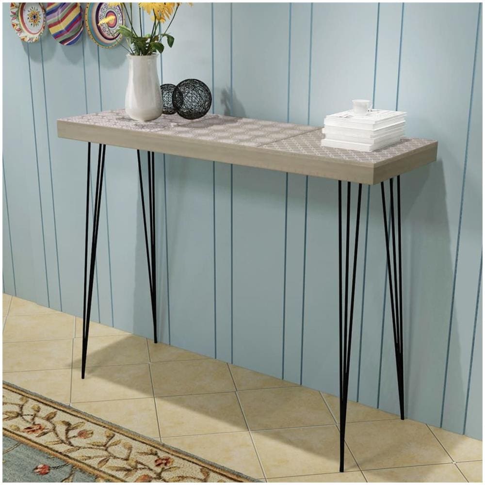 Tavolo Consolle 90x30x71,5 Cm Grigio - Foto 2