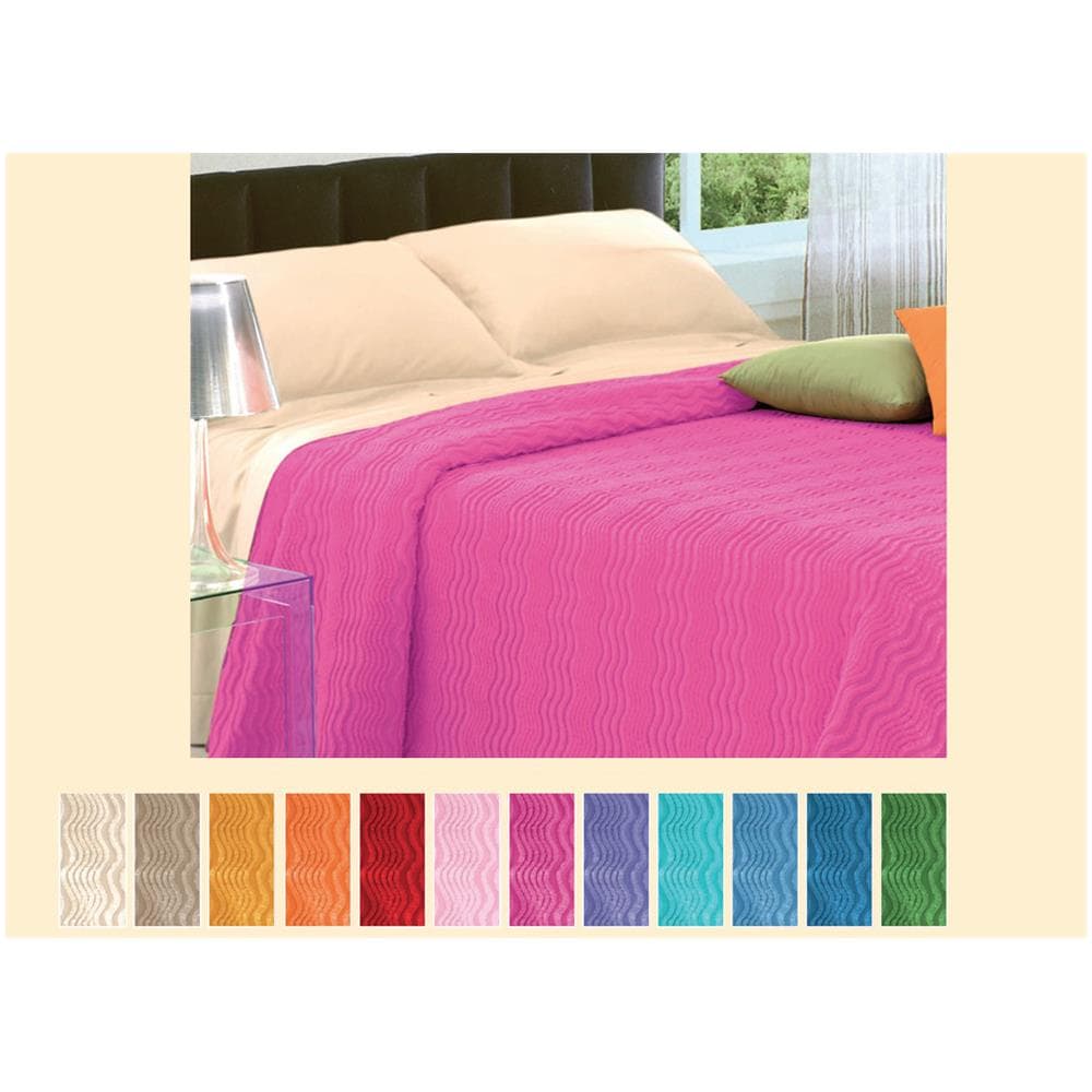 Copriletto Tinta Unita In Morbidissima Ciniglia A Onde 100% Cotone Vari Colori Singolo Fucsia 7 - Foto 3