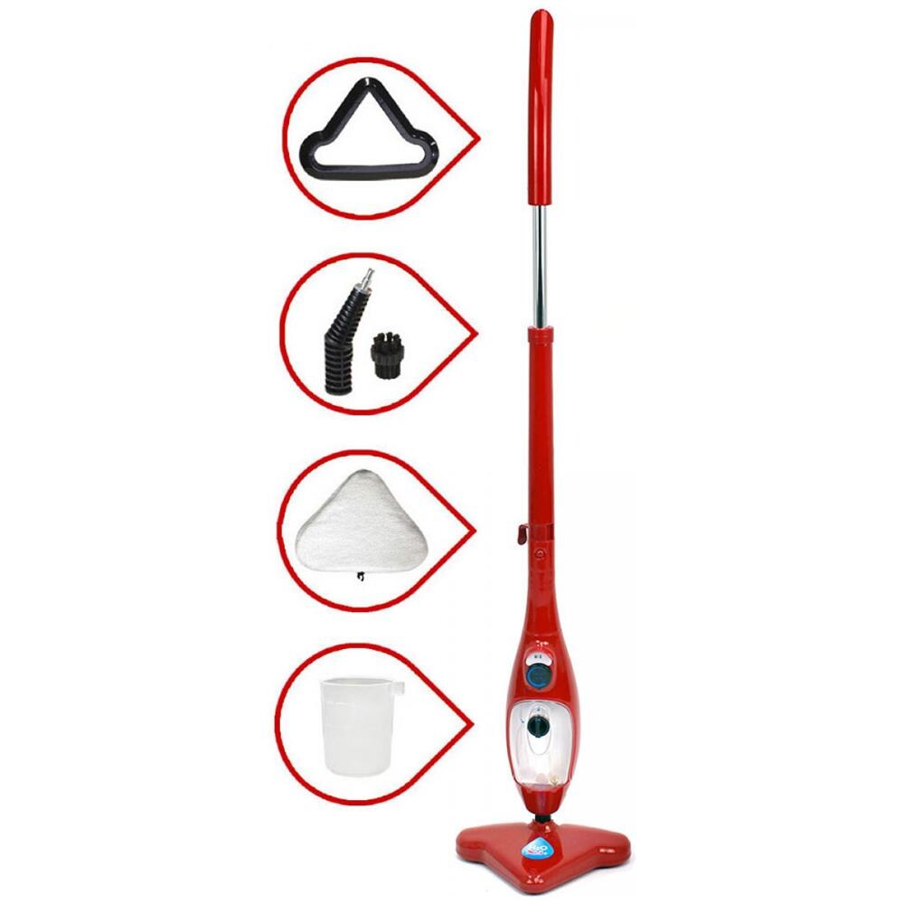 Mediashopping H2O Plus Pulitore a vapore verticale Rosso 1300 W
