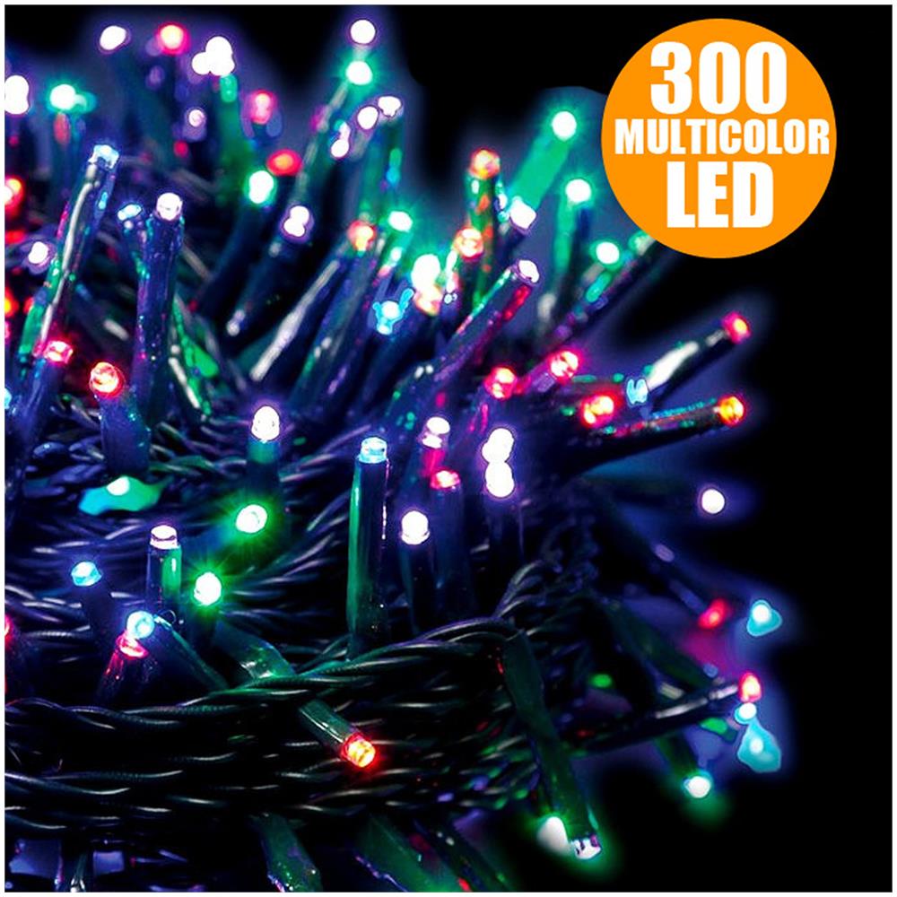 Catena Luci A Led Luminosa Natalizia 15,5 Metri 300 Led Multicolor 8 Giochi Luce - Foto 4