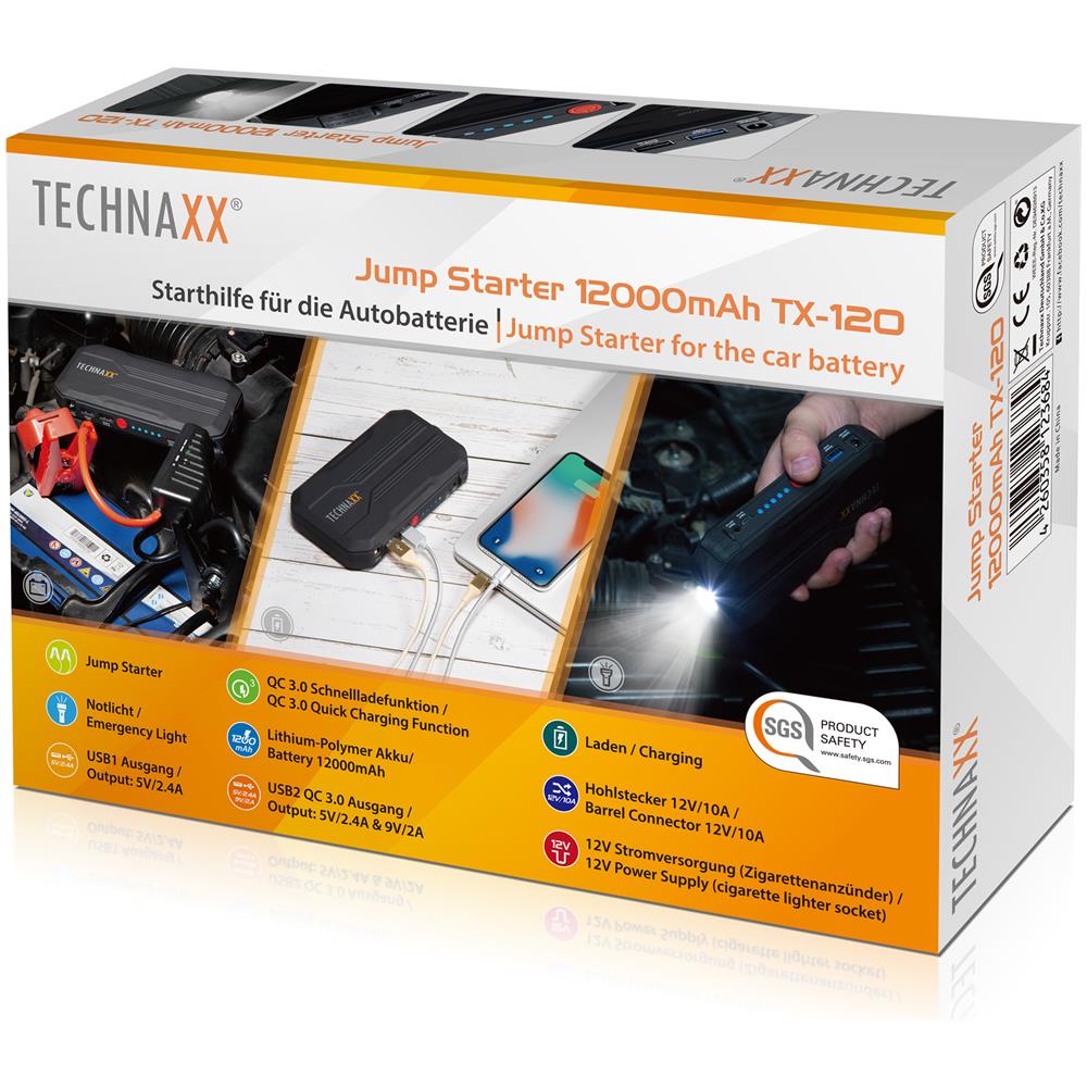 Jump Starter 12000mah Per Batteria Auto, 4818 - Foto 2