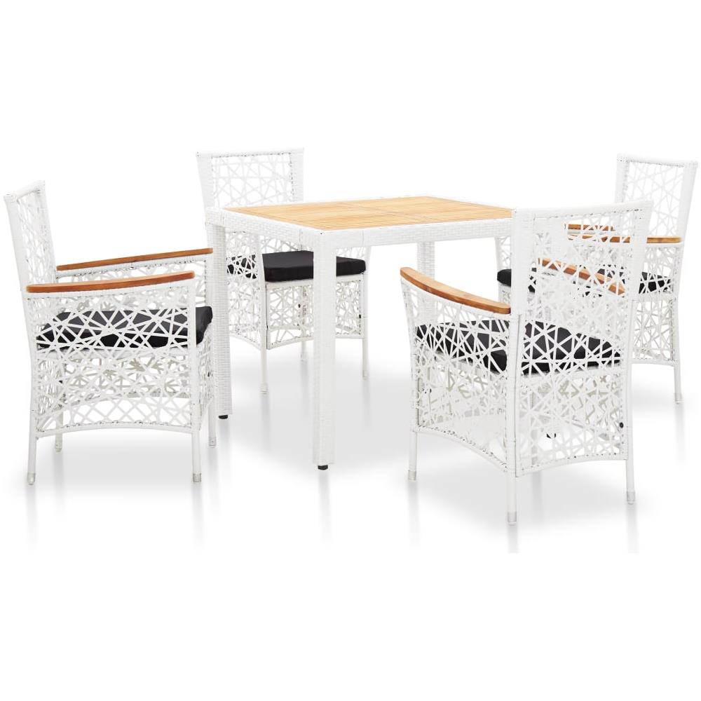 Set da Pranzo da Giardino 5 pz in Polyrattan Bianco - Foto 1