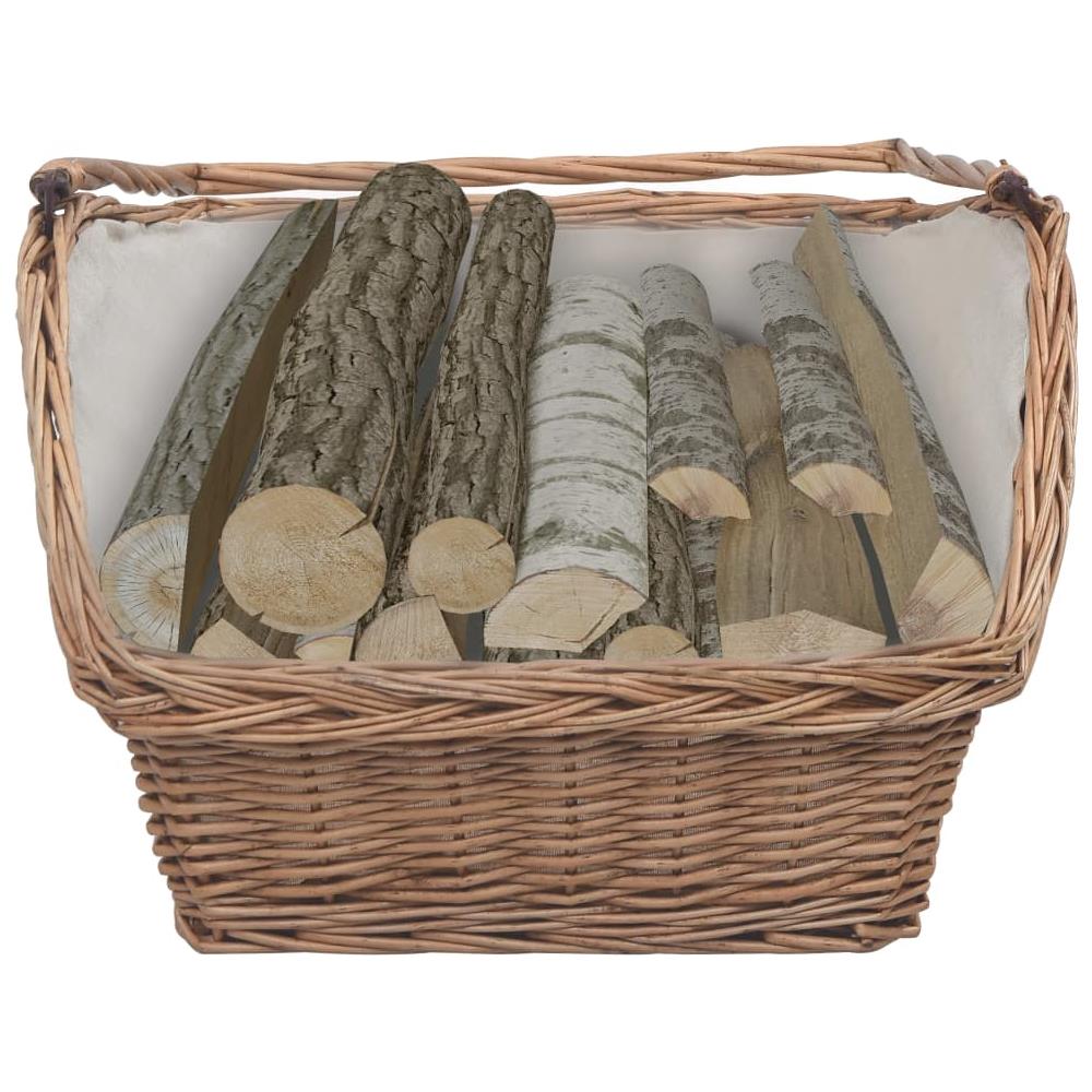 Cesta Legna Da Ardere Con Manico 61,5x46,5x58cm Marrone Salice - Foto 2