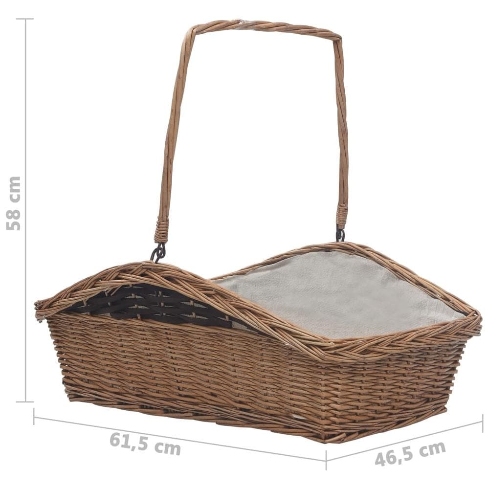 Cesta Legna Da Ardere Con Manico 61,5x46,5x58cm Marrone Salice - Foto 8