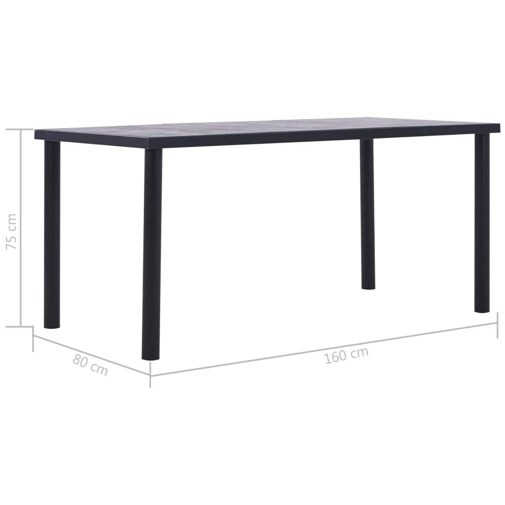 Tavolo Da Pranzo Nero E Grigio Cemento 160x80x75 Cm In Mdf - Foto 5