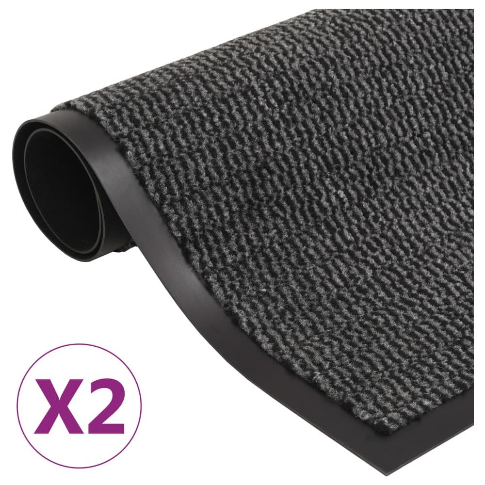 Tappeti Antipolvere 2 Pz Trapuntati 60x90 Cm Antracite - Foto 1