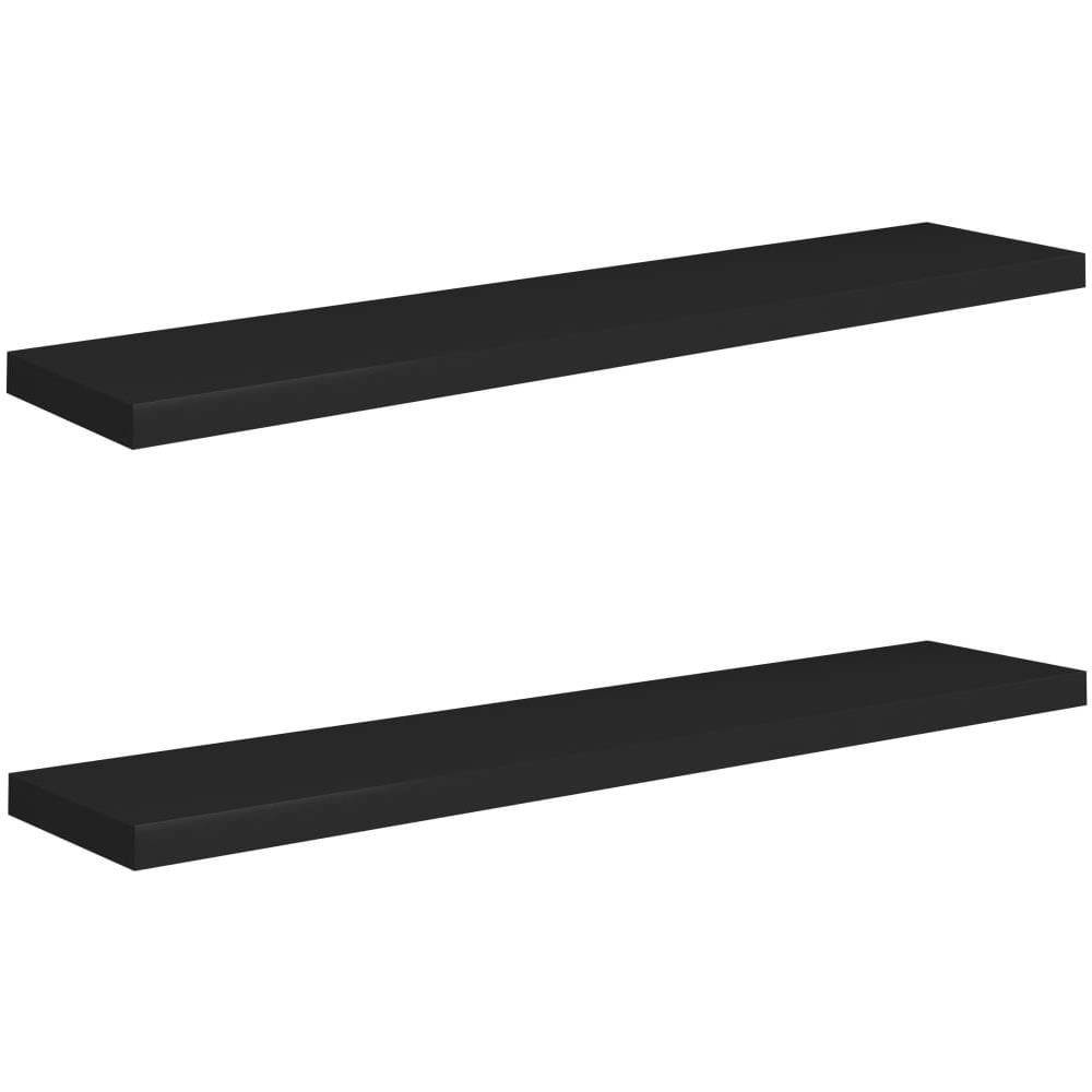Scaffali A Parete 2 Pz Neri 120x23,5x3,8 Cm In Mdf - Foto 2