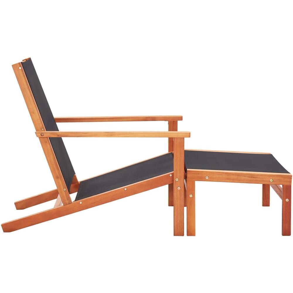 Sedia da Giardino con Pouf in Massello di Eucalipto e Textilene - Foto 3