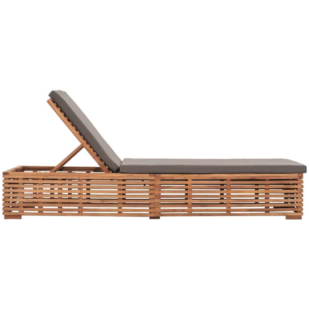 Lettino Prendisole con Cuscino Grigio Scuro in Legno di Teak - Foto 2