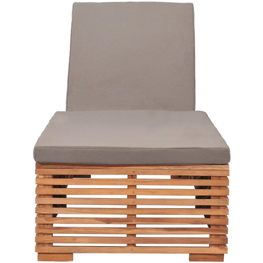 Lettino Prendisole con Cuscino Grigio Scuro in Legno di Teak - Foto 3