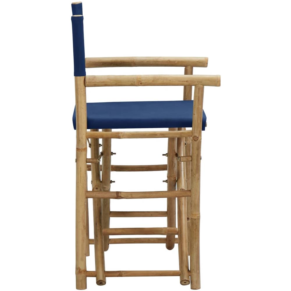 Sedie da Regista Pieghevoli 2 pz Blu in Bambù e Tela - Foto 2