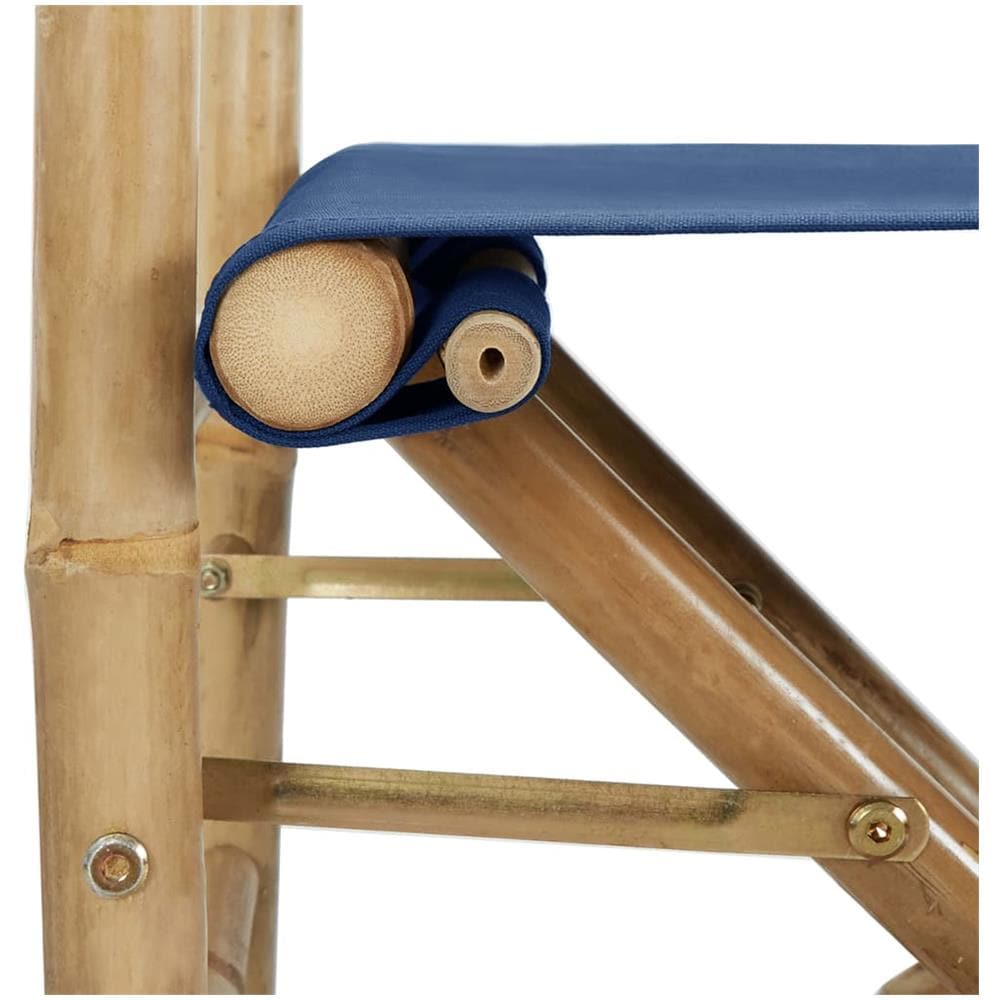 Sedie da Regista Pieghevoli 2 pz Blu in Bambù e Tela - Foto 3