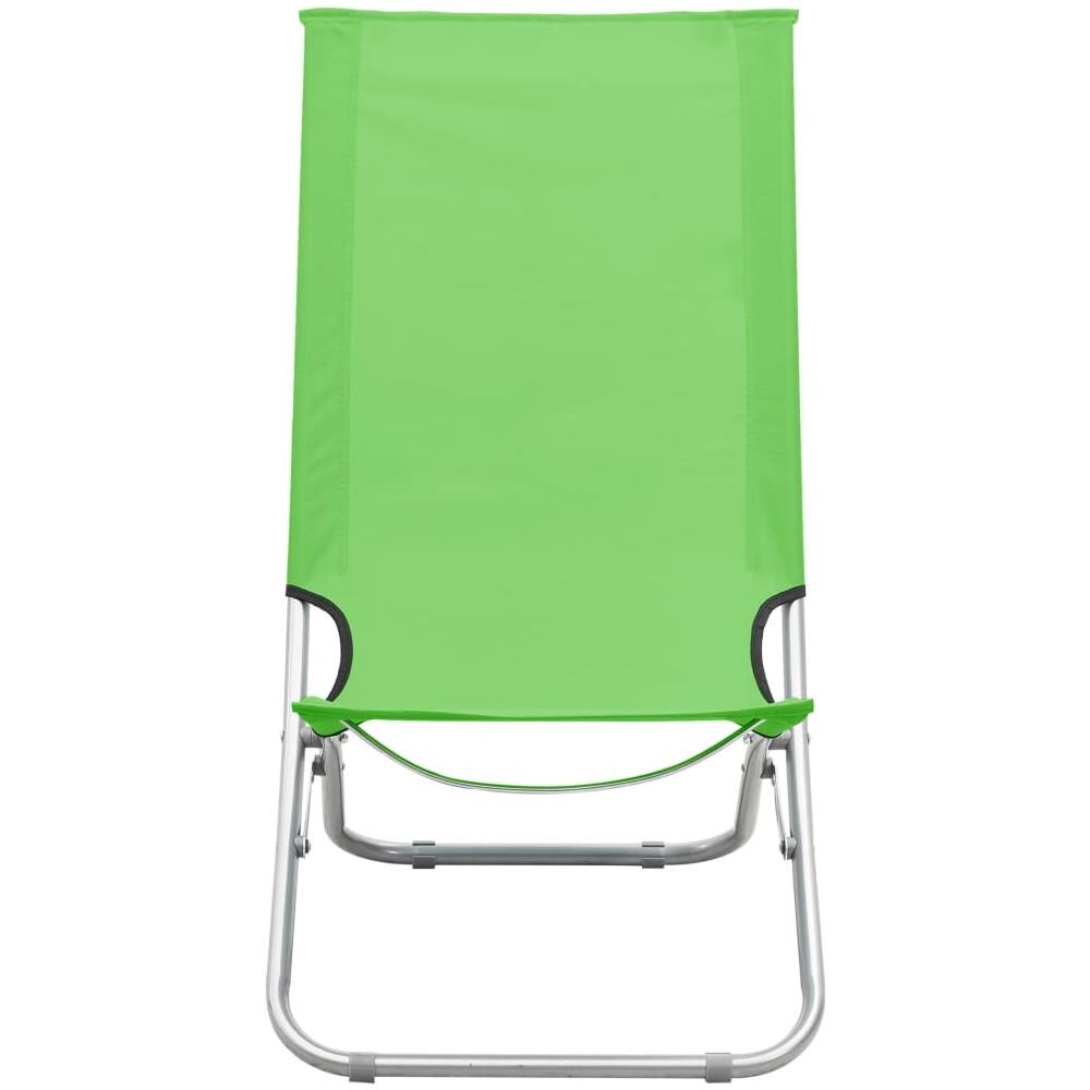 Sedie da Spiaggia Pieghevoli 2 pz Verdi in Tessuto - Foto 2