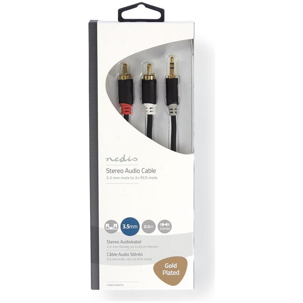 CABW22200AT05 cavo audio 0,5 m 3.5mm 2 x RCA Antracite - Foto 3