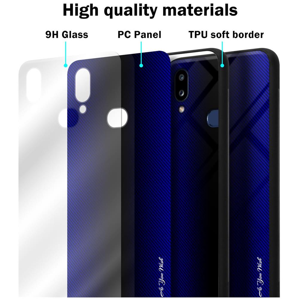 Custodia Compatibile Con Samsung Galaxy A10s - Ottica A Strisce In Cobalto Viola - Coperchio Protettivo In Vetro Temperato E Silicone Tpu - Foto 7
