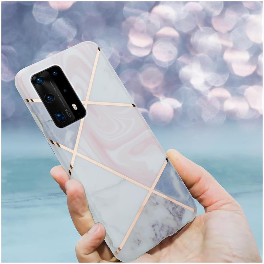 Custodia Compatibile Con Huawei P40 In Marmo Rosa Oro Bianco No. 9 - Coperchio Protettivo In Silicone Tpu Con Motivo A Mosaico - Foto 8