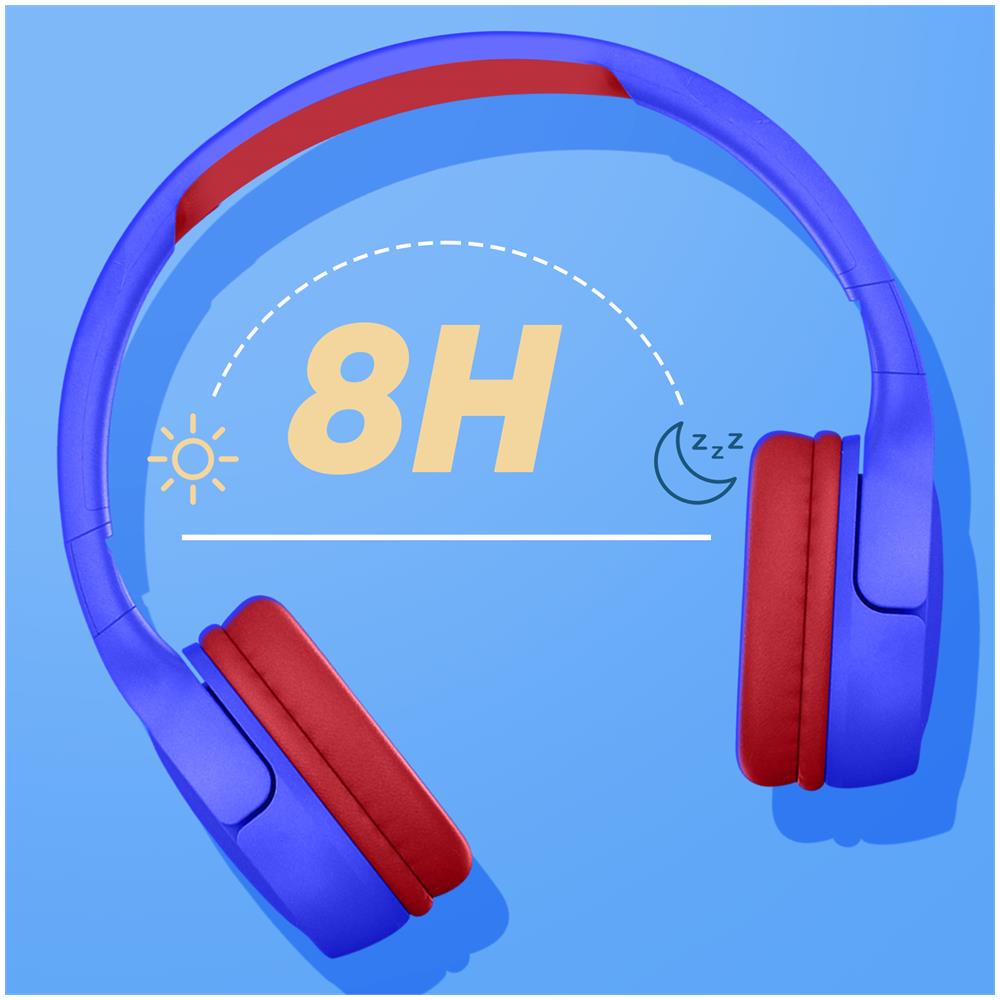 Cuffie Bluetooth 5.1 Per Bambini Autonomia 8 Ore Pieghevoli Blu / Rosso - Foto 6