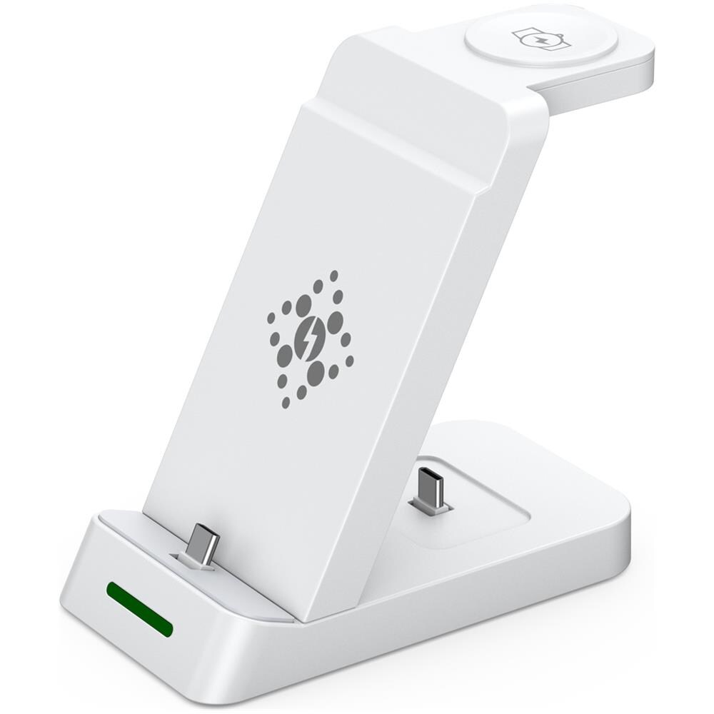 Caricabatterie Wireless 3 In 1 Per Cellulare, Smartwatch Samsung E Cuffie White - Foto 2