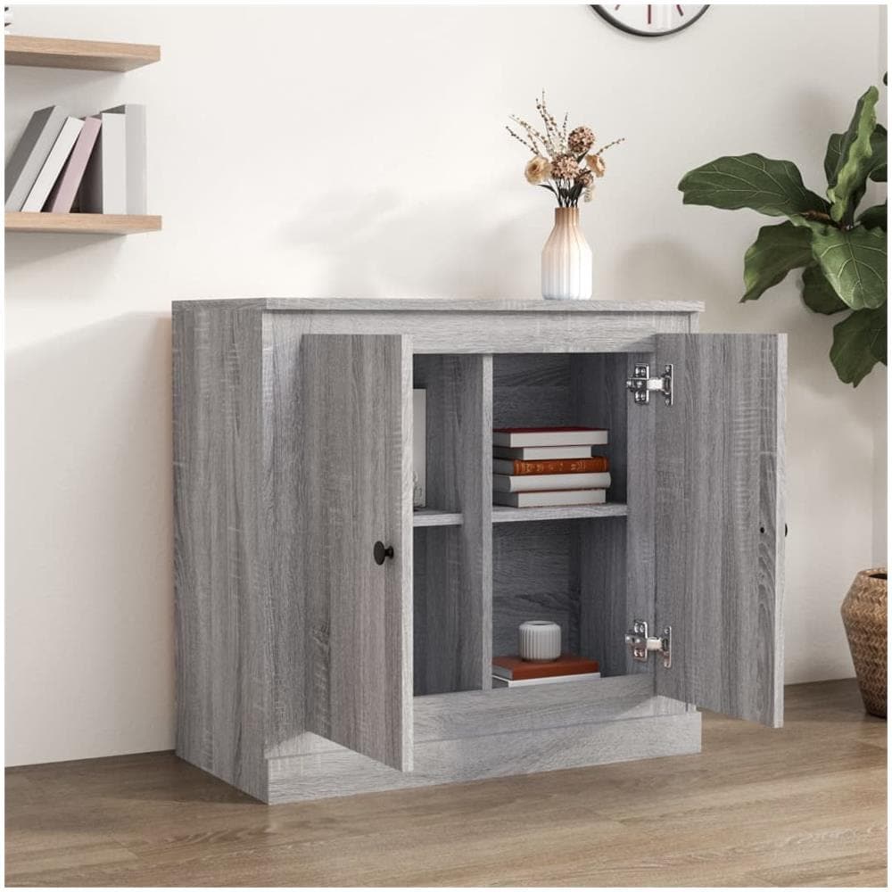 Credenza Grigio Sonoma 70x35,5x67,5 Cm In Legno Multistrato - Foto 5
