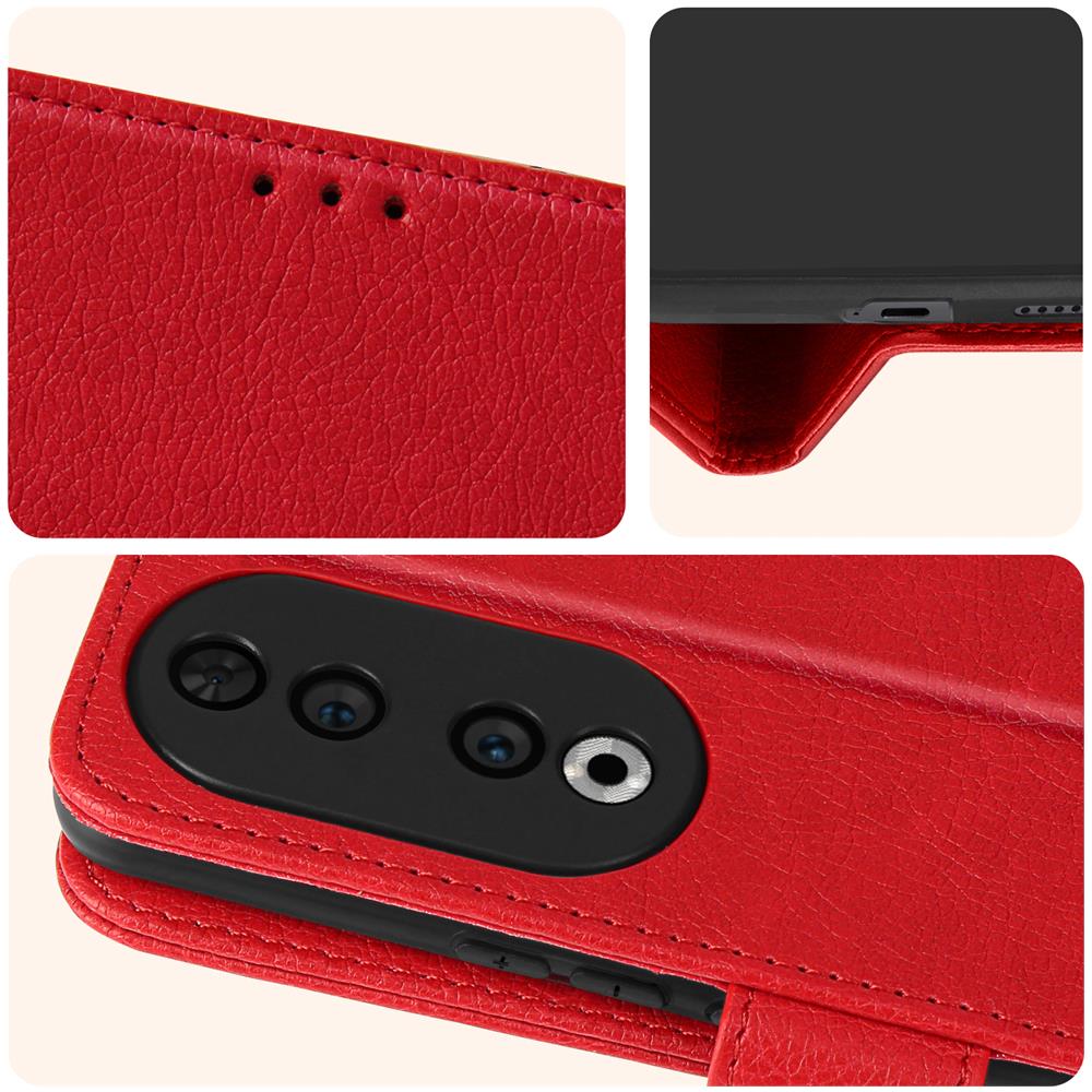 Custodia Per Honor 90 Copertina Portacarte Funzione Supporto Rossa - Foto 5